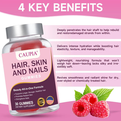 CAUPIA Hair Skin and Nails Gummies, All-in-One Advanced Formula Supports Hair Growth - Skin Health & Nail Strength - 30 Gummies CAUPIABuy Supplements Australia