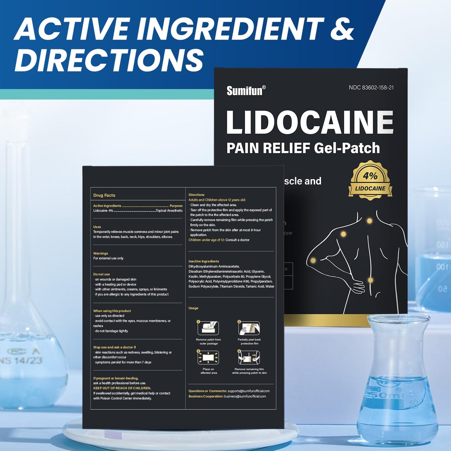 Sumifun 4% Lidocaine Patches,Maximum Strength Pain Relieving Patch Back, Shoulder, Joints, Knee Pain Relief and Muscle Soreness - 8 Hour Pain Relief (21 Count(Pack of 1)) SumifunBuy Supplements Australia