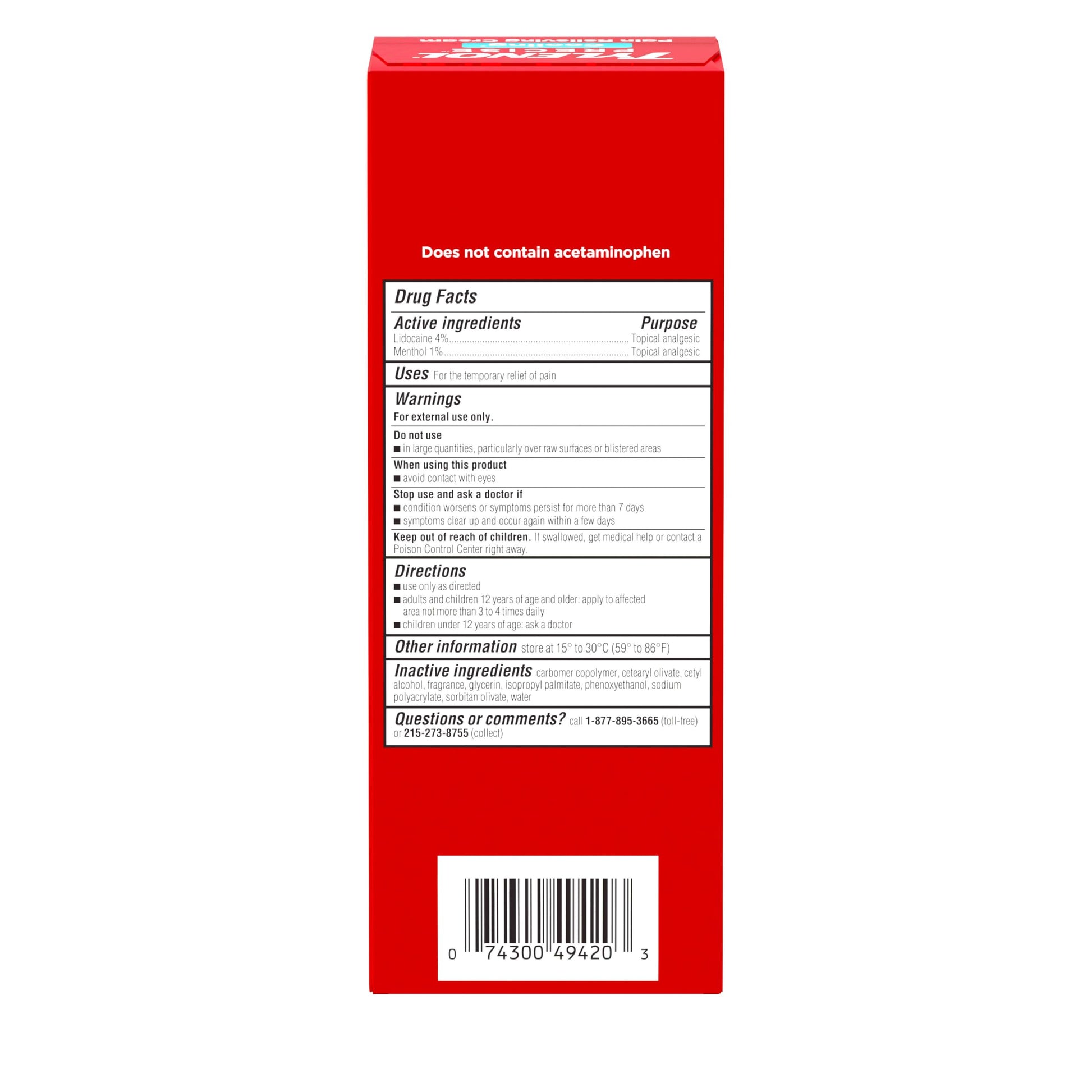 Tylenol Precise Cooling Cream, Strong Pain Relief with Fast-Acting Sensation, 4% Lidocaine, 1% Menthol, Maximum OTC Strength Relief for Back, Muscle & Joint, Numbing Cream Rollerball Applicator, 4 oz TylenolBuy Supplements Australia