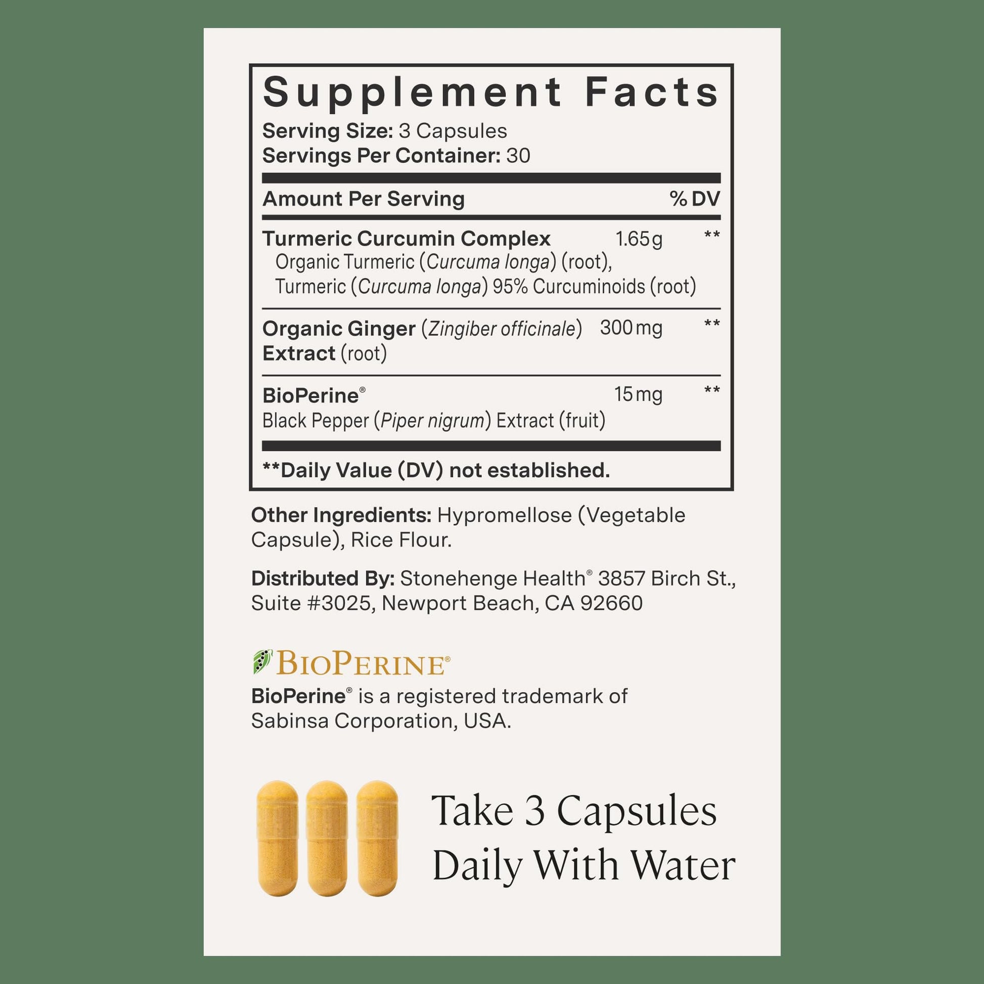 Stonehenge Health Dynamic Turmeric Curcumin with Ginger - High Potency - 1,650 mg Turmeric with 95% Curcuminoids & BioPerine, 90 Vegetarian Capsules Stonehenge HealthBuy Supplements Australia