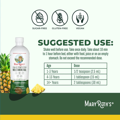 MaryRuth's Multivitamin Gummies for Women (Strawberry) & Liquid Nighttime Multimineral (Pineapple) | Clean Label Project Verified MARYRUTH'S