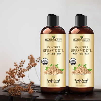 Handcraft Blends Organic Sesame Oil for Skin and Hair 8 oz - 100% Pure and Natural - Premium Handcraft BlendsBuy Supplements Australia