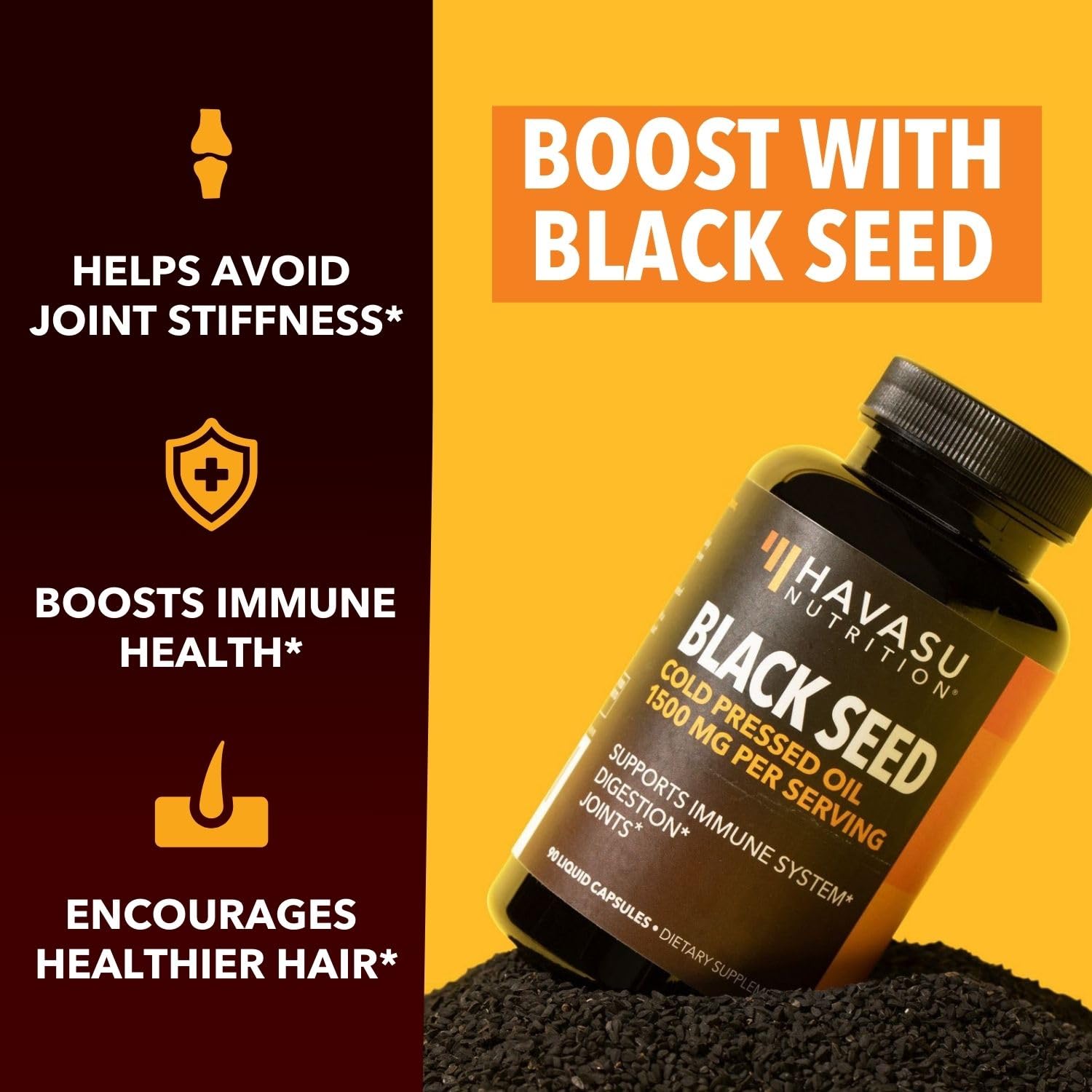 Black Seed Oil Nigella Sativa Cold-Pressed Capsules | 1500mg Black Cumin Seed Oil HAVASU NUTRITIONBuy Supplements Australia