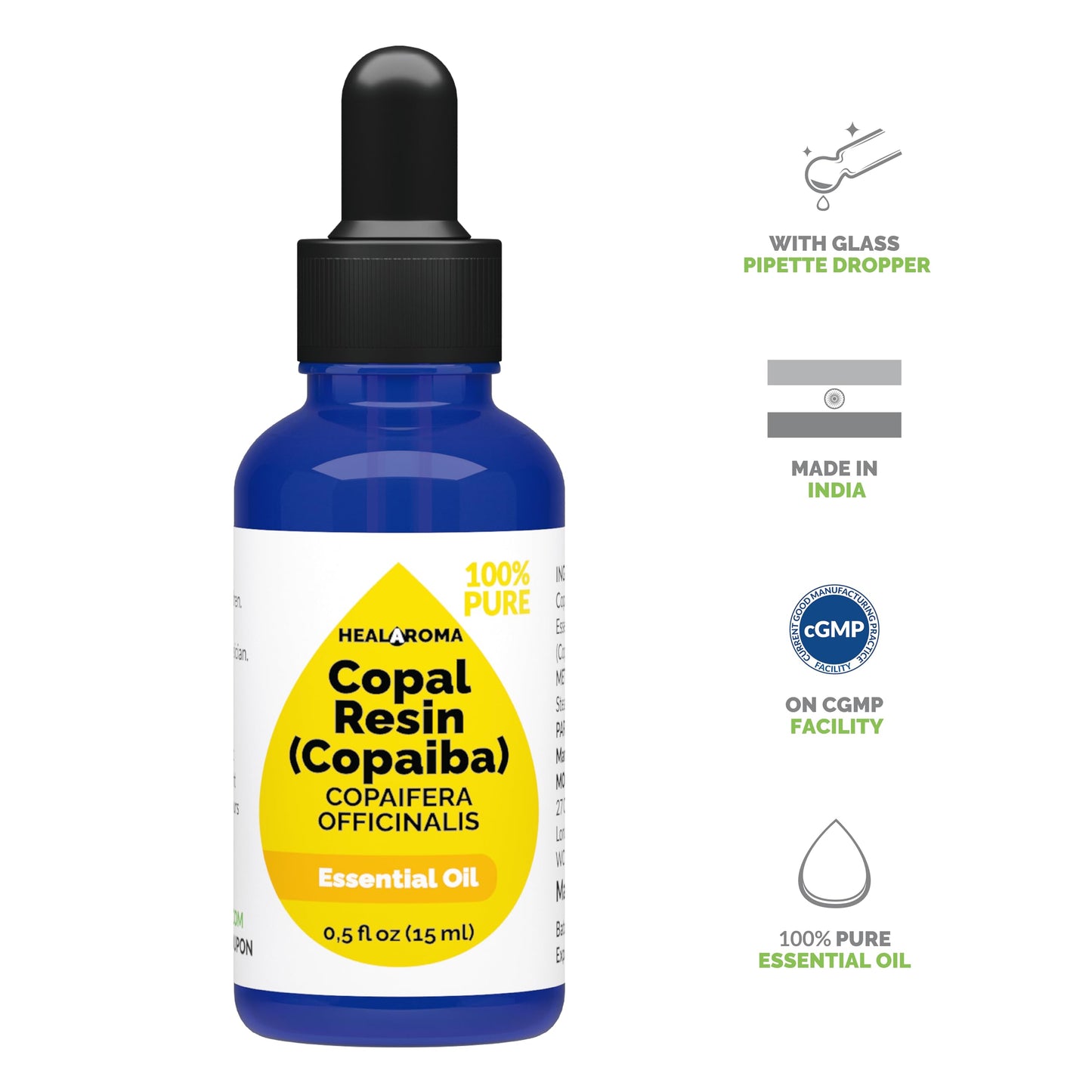 Copaiba - Copal Resin Essential Oil 15 ml - 0.5 oz - Pure & Natural - with Pipette Dropper MONOHERBBuy Supplements Australia