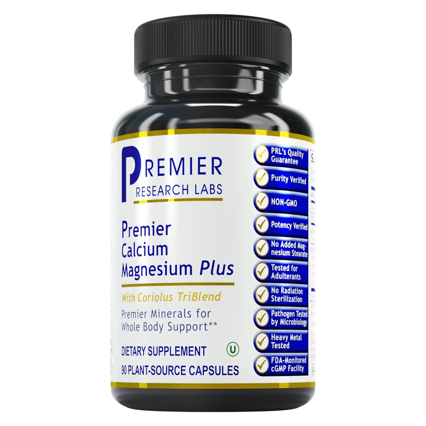 Premier Research Labs Calcium Magnesium Plus - Calcium Magnesium Supplement, Calcium Supplement for Bone Health, with Mushroom Complex - Reishi & Lions Mane - 90 Vegetarian Capsules Premier Research LabsBuy Supplements Australia