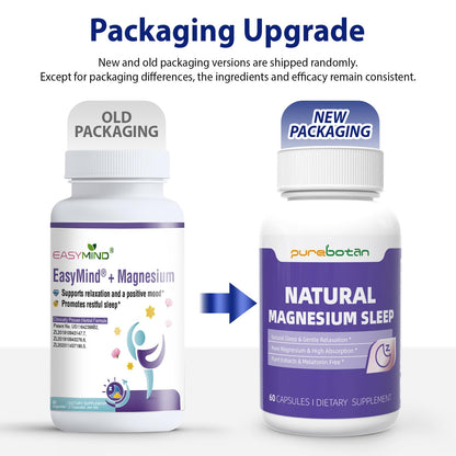 PureBotan Magnesium Oxide and Glycinate Extra Strength, Natural Sleep Aid Supplement EasyMind, High Absorption, Restful Sleep & Relaxation, Cortisol Lower, Natural-Gentle, Melatonin Free, 60 Capsules PureBotanBuy Supplements Australia