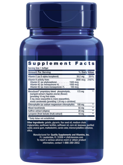 Life Extension Once-Daily Health Booster, Vitamins E, K1 & K2, phospholipids, Fat-Soluble nutrients for Eye Health, Bone Health, Heart Health, Gluten-Free, 1 Daily, Non-GMO, 30 softgels Life ExtensionBuy Supplements Australia