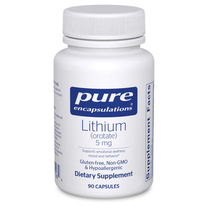 Pure Encapsulations Lithium Orotate 5 mg - Brain Support Supplement - with N-Acetyl-L-Cysteine (NAC) for Memory & Brain Behavior*