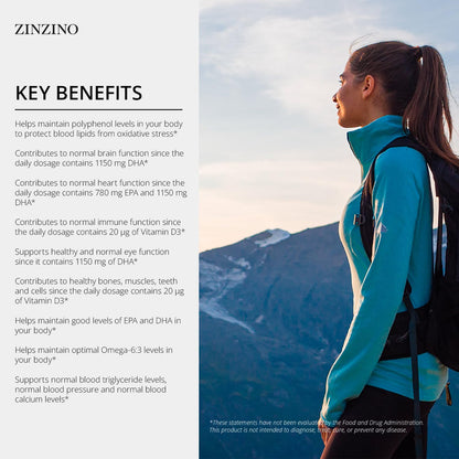 Zinzino - BalanceOil+ Vegan Lemon, Synergistic Blend with Marine Micro-Algae, Olive Oil, Ahiflower Seed Oil, Vegan Vitamin D3-300 ml ZINZINOBuy Supplements Australia