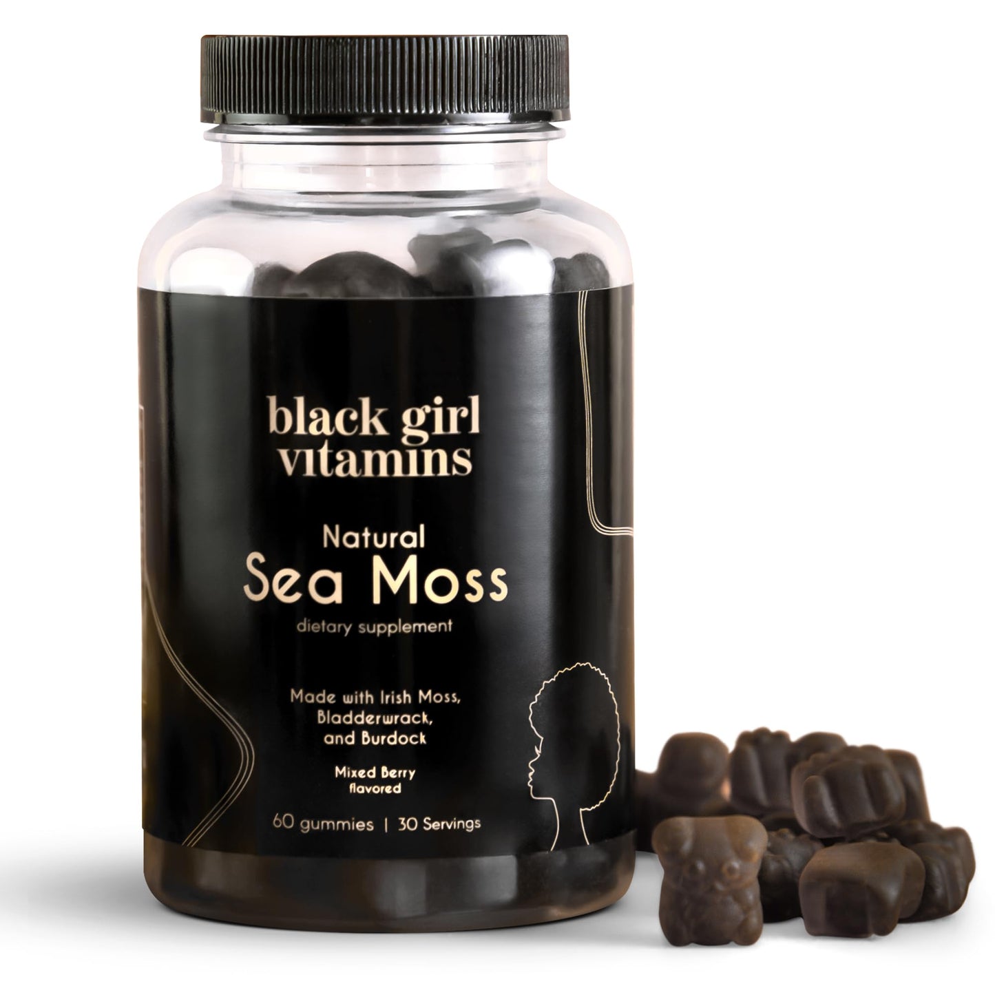 Black Girl Vitamins - Irish Sea Moss Gummies - SeaMoss + Bladderwrack & Burdock - 92 Minerals for Thyroid, Metabolism, and Immunity - Vegan