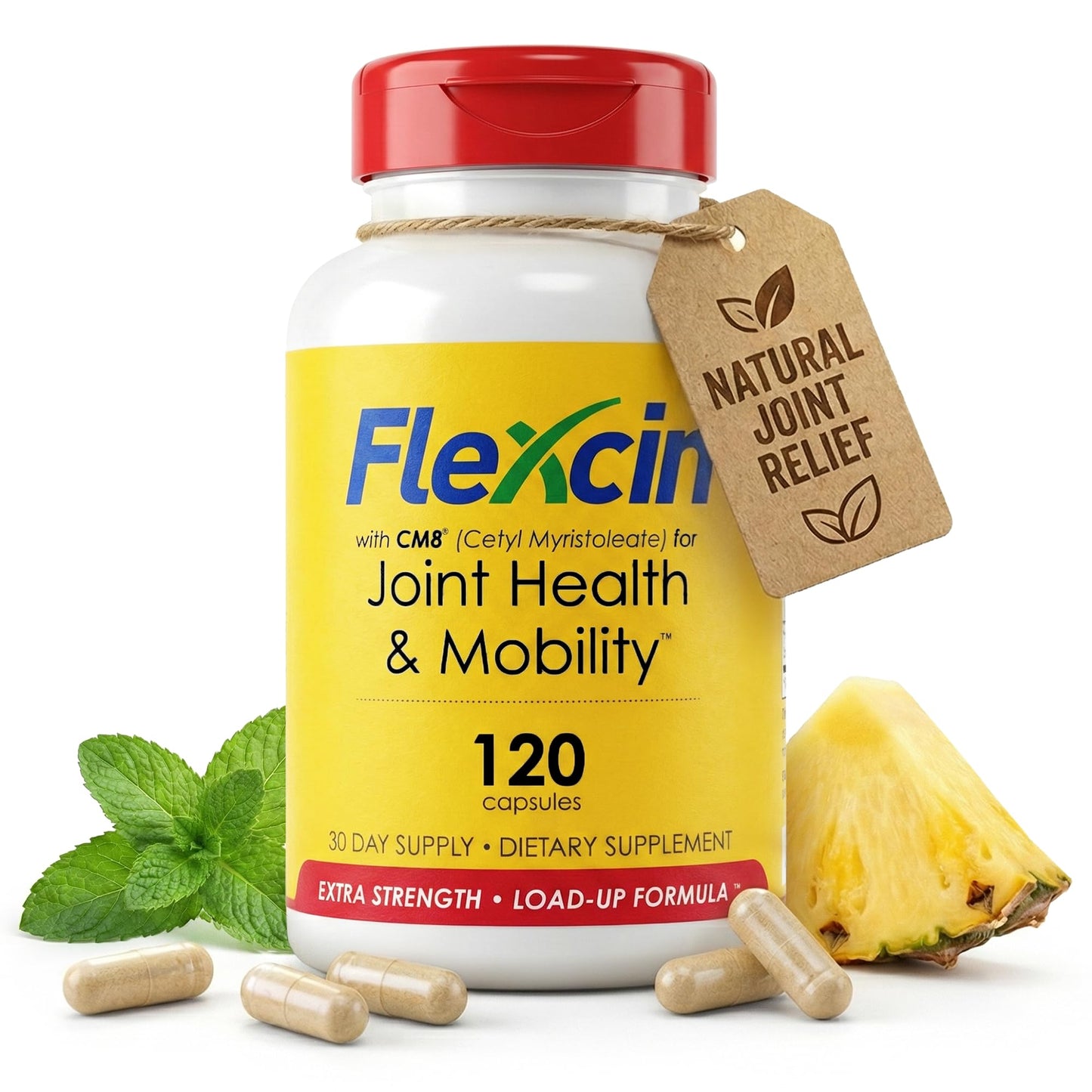 Flexcin Extra Strength Joint Formula with CM8 (Cetyl Myristoleate) - Joint Supplements for Men and Women with Glucosamine, MSM, Collagen Type II - 120 Capsules FlexcinBuy Supplements Australia