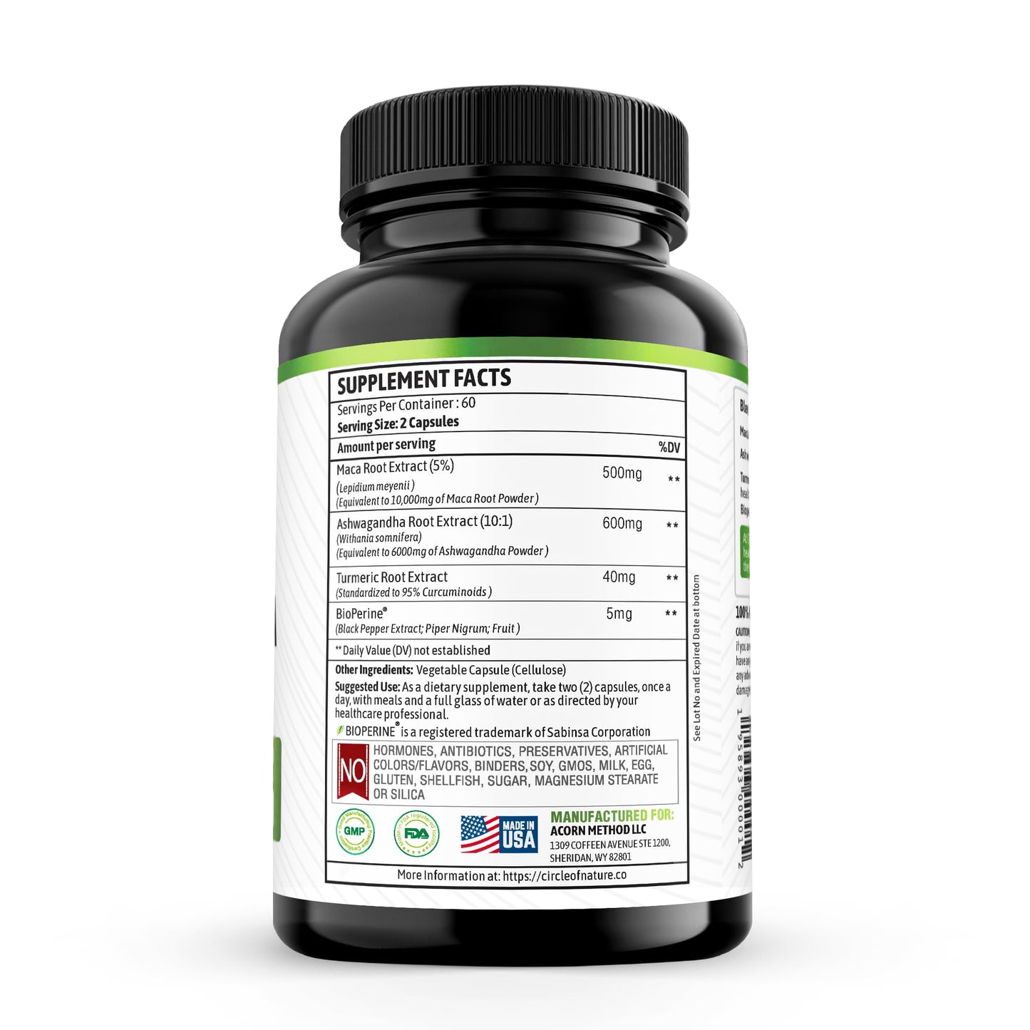 Maca Root 10,000 mg, Ashwagandha 6000mg Extract, Capsules for Men & Women CIRCLE OF NATUREBuy Supplements Australia