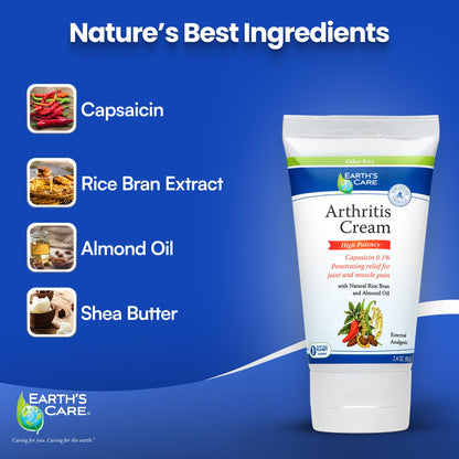 Earth's Care Arthritis Cream - Joint Cream with Natural Capsaicin - Topical Analgesic 2.4 OZ (Pack of 2) Earth's CareBuy Supplements Australia