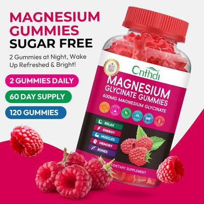 Magnesium Glycinate Gummies 600mg, High Absorption Magnesium Gummies, Black Currant Oil, Calcium, Vitamin B6, Sugar Free Chews for Adults & Kids Relaxation, Stress Relief, Night Rest CNFHDIBuy Supplements Australia