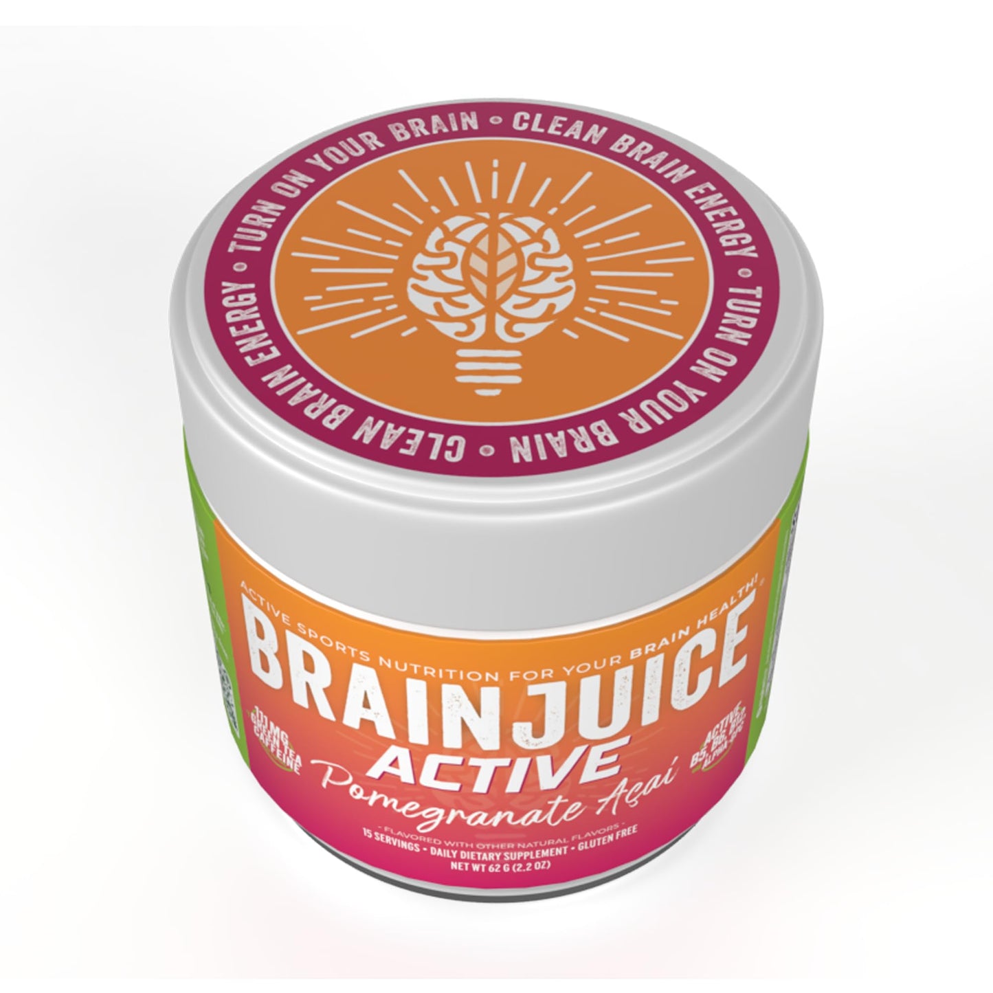 BrainJuice Nootropics Brain Support Supplement, Gluten Free Powder for Energy and Focus, Pre Workout w/Alpha GPC, Vitamin B & Organic Green Tea Extract Caffeine, Active Pomegranate Acai, 15 Servings BrainJuiceBuy Supplements Australia