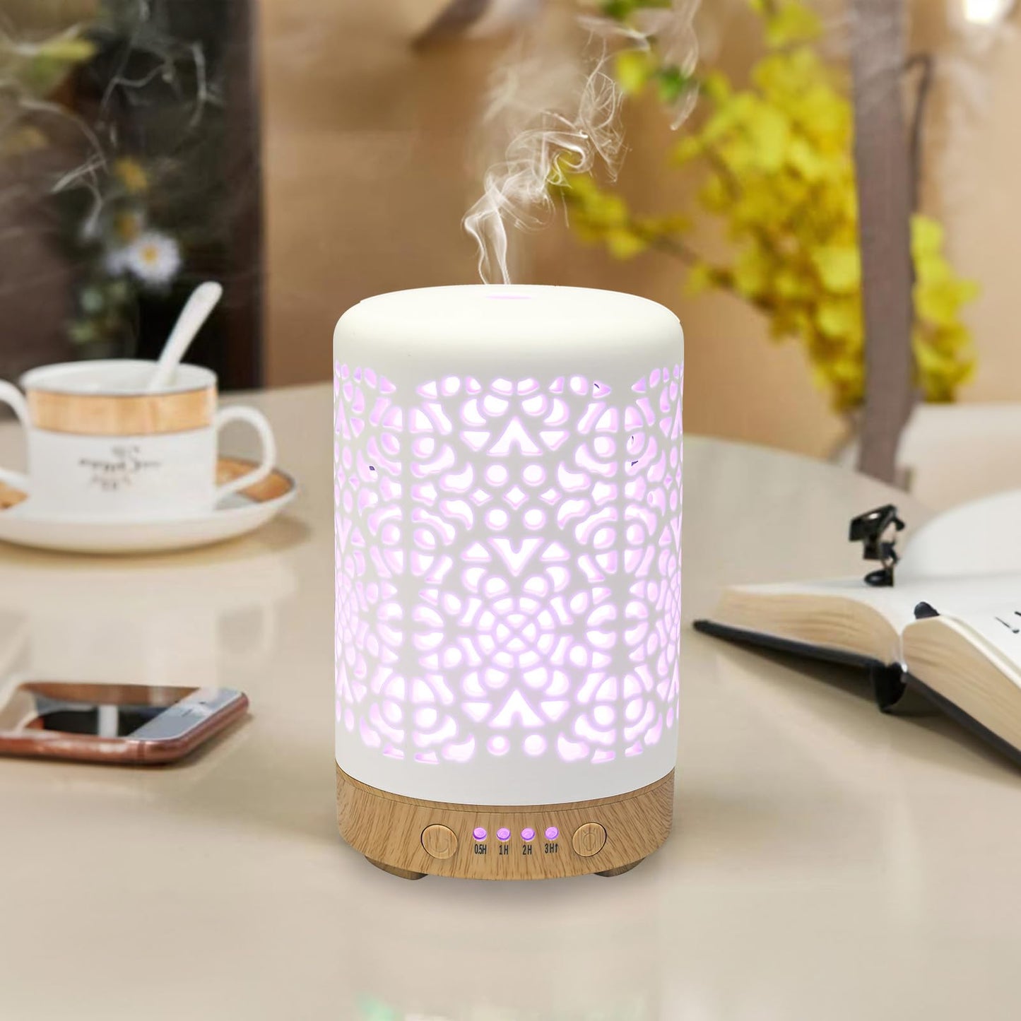Essential Oil Diffusers, 100ml White Ceramic Diffuser with 7 LED Lights,Ultrasonic Aromatherapy homnasBuy Supplements Australia