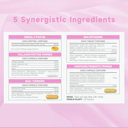 Natener 6 in 1 Women Vaginal Probiotics, 80B CFU Lactobacillus + 800mg Omega-3 + 250mg NAD+ + 179.5mg Vitamin C Promote Healthy Vaginal Odor & Vaginal Flora LLVYUOBuy Supplements Australia