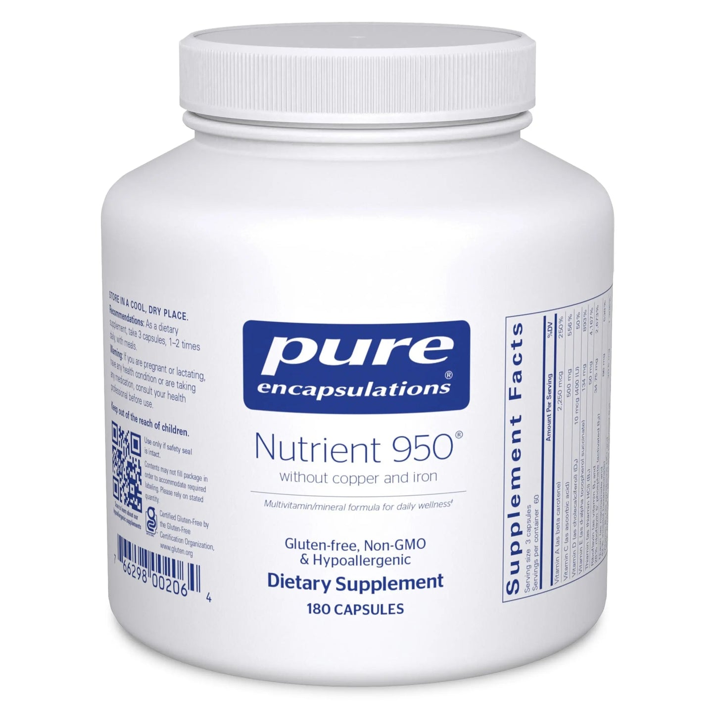 Pure Encapsulations Nutrient 950 Without Copper & Iron | Hypoallergenic Multi-Vitamin/Mineral Formula for Optimal Health | 180 Capsules Pure EncapsulationsBuy Supplements Australia