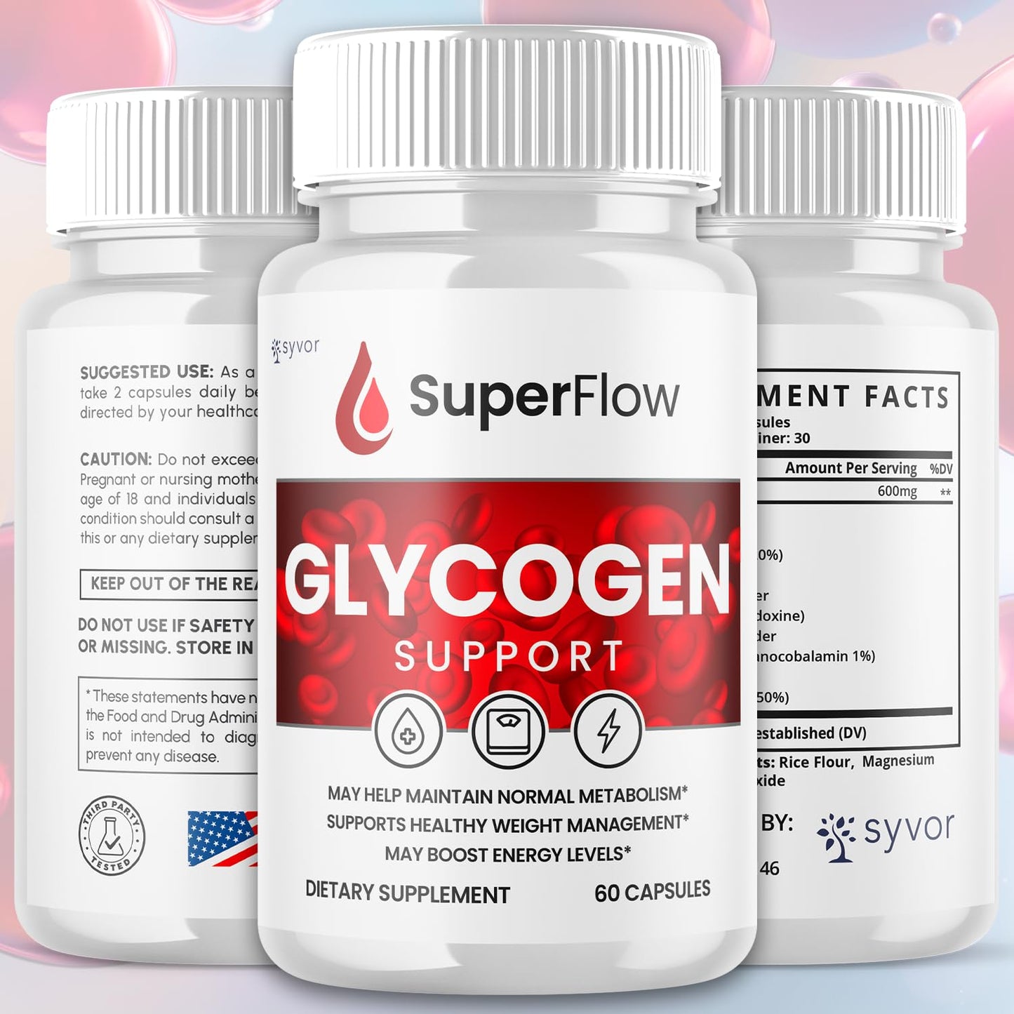 (2 Pack) Super Flow Glycogen Support, Official SuperFlow Advanced Formula Glyco Optimizer Capsules, All Natural Super Flow Pills, Daily Wellness Supplement to Support Healthy Balance (120 Capsules) SyvorBuy Supplements Australia