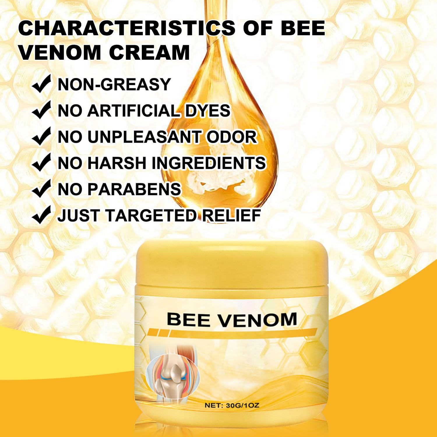Botou 2PCS New Bee Venom Professional Joint Cream, for Neck, Waist, Back, Hands, Feet and Legs Advanced Bee Propolis Joint Cream, yellow BotouBuy Supplements Australia
