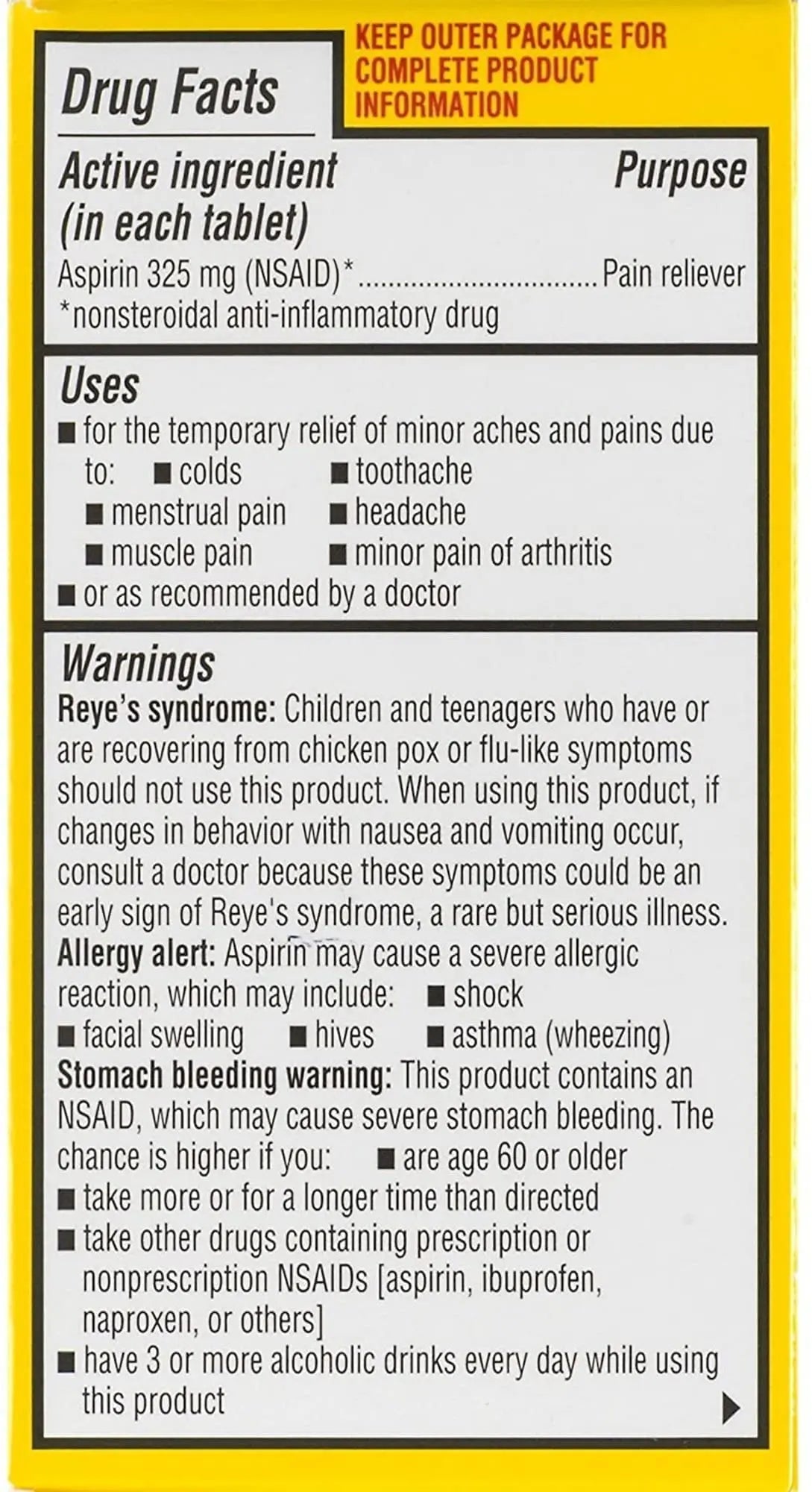 Ecotrin Regular Strength 325mg Aspirin Safetey Coated Tablets, Arthritis, Toothache & Headache Relief Designed to Protect the Stomach, 125 Count EcotrinBuy Supplements Australia