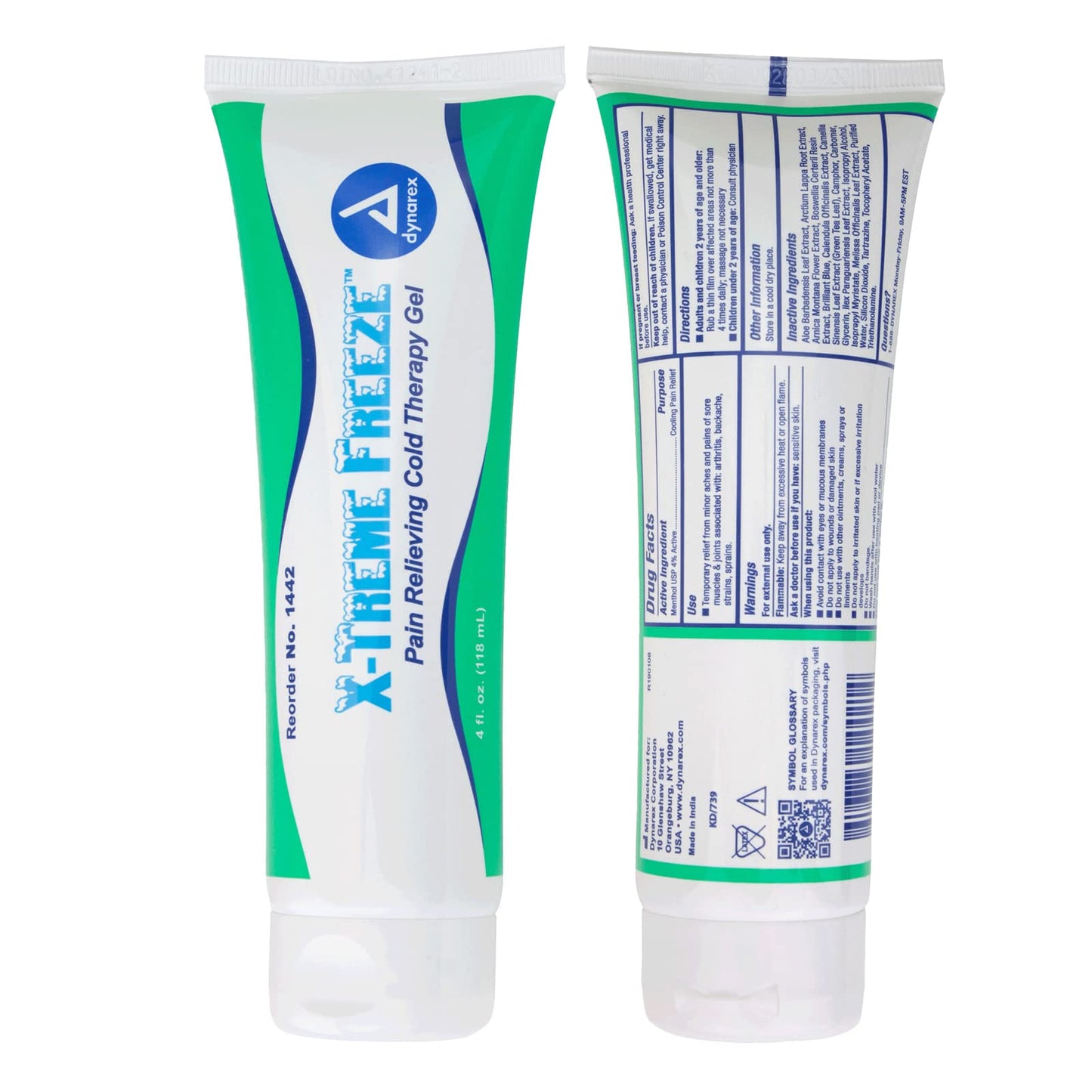 Dynarex X-treme Freeze Pain Relieving Cold Therapy Gel 4oz. Tube 1442 DynarexBuy Supplements Australia