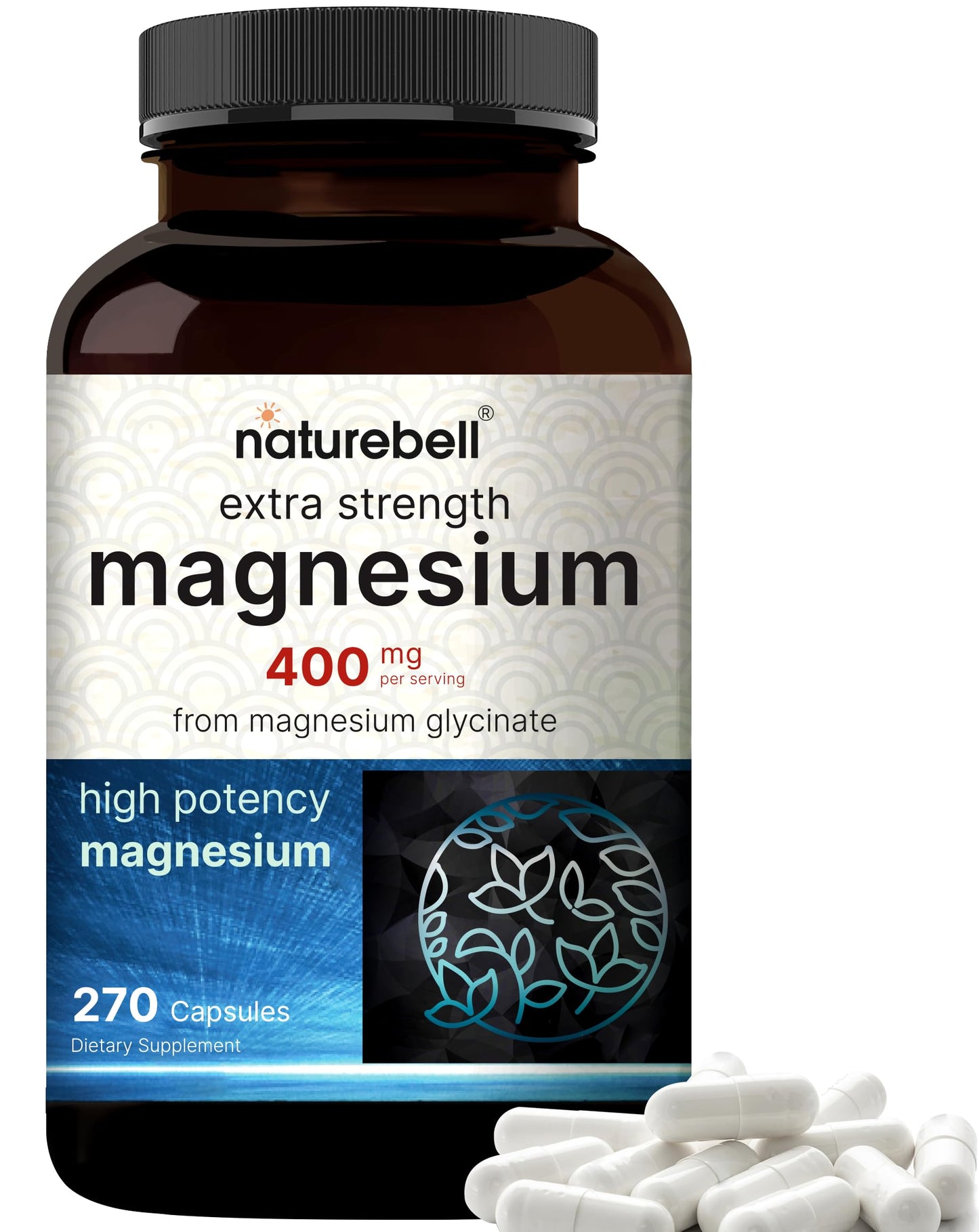 NatureBell Magnesium Glycinate 400mg Elemental, 270 Capsules | 100% Chelated for High Absorption | Supports Muscle, Bone & Heart Health | Non-GMO, Gluten-Free, Vegan NatureBellBuy Supplements Australia