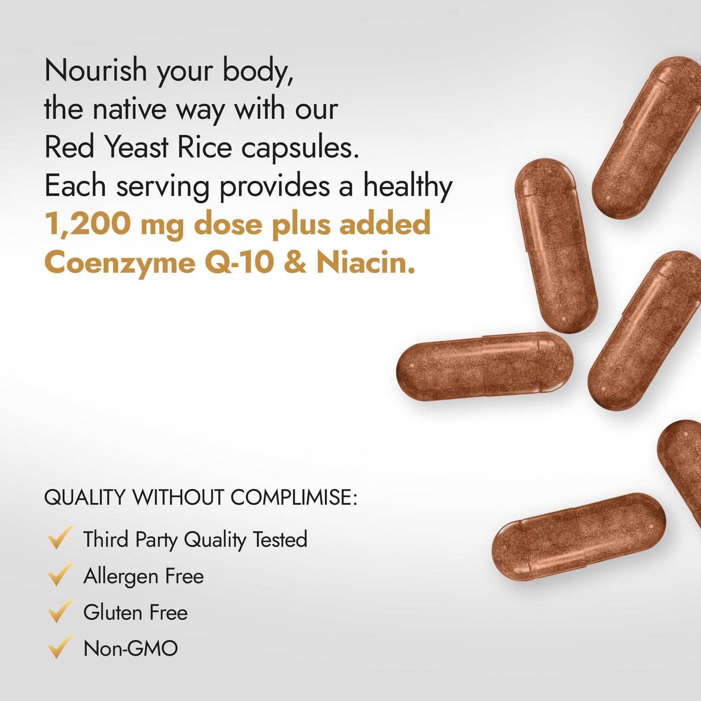 Native Oasis (2 Bottles) Red Yeast Rice 1,200 mg. Capsules Made with CoQ10 and Flush Native OasisBuy Supplements Australia