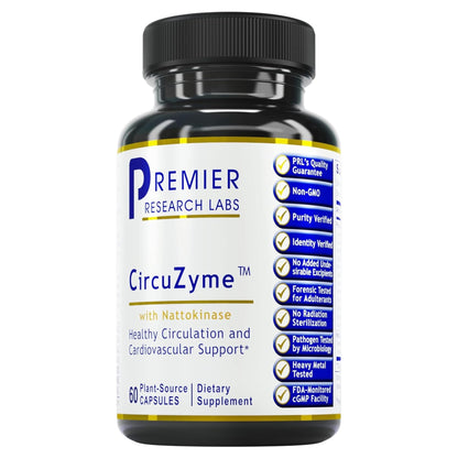 Premier Research Labs CircuZyme - Blood Circulation Supplements Supporting Blood Flow & Vascular Support Featuring Diosmin, Cayenne & Nattokinase, for Men and Women - 60 Vegetarian Capsules Premier Research LabsBuy Supplements Australia
