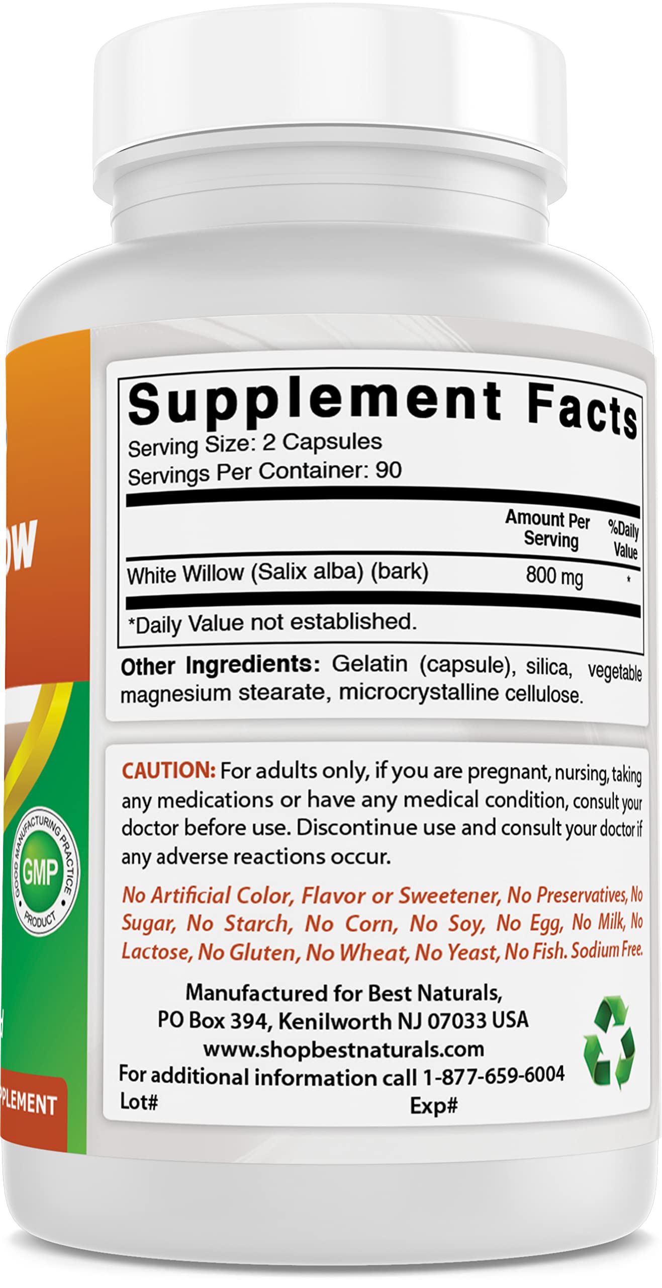 Best Naturals White Willow Bark 400 mg 180 Capsules (180 Count (Pack of 3)) Best NaturalsBuy Supplements Australia