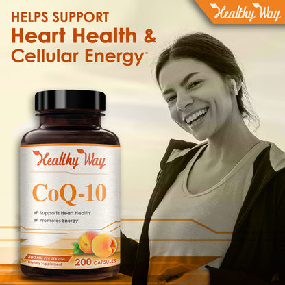 Healthy Way CoQ10 400mg 200 Capsules Non-GMO HealthyWayRxBuy Supplements Australia
