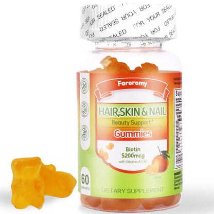 Faroromy Multivitamin Gummies for Adult 5200mcg Biotin, Citrus Flavored Daily Multivitamins with Vitamins A, C, D3, E, B6 and B12 FaroromyBuy Supplements Australia