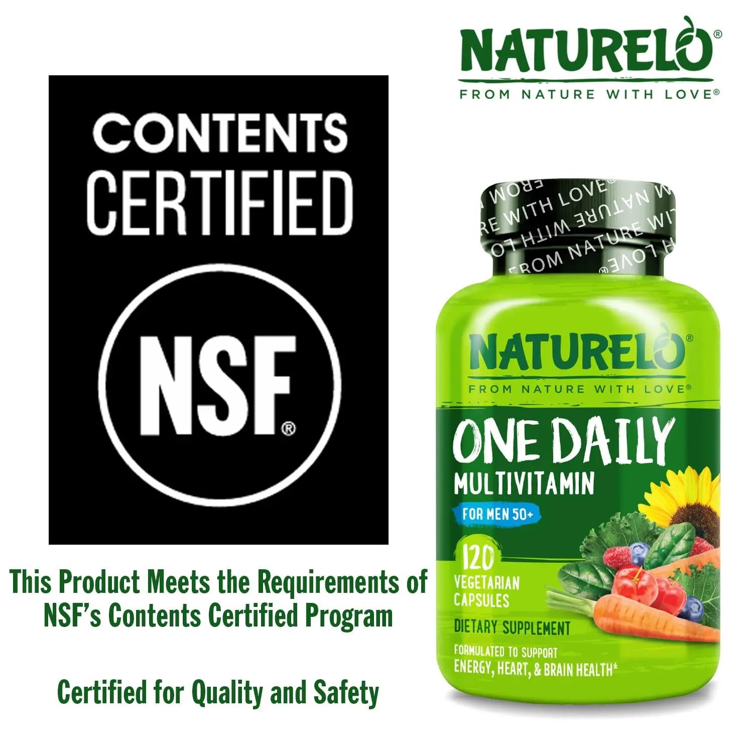 NATURELO Mens Multivitamins for Men 50+ - One Daily Multivitamin for Men with Vitamins, Minerals & Organic Whole Foods, Boost Energy & Health, NATURELOBuy Supplements Australia