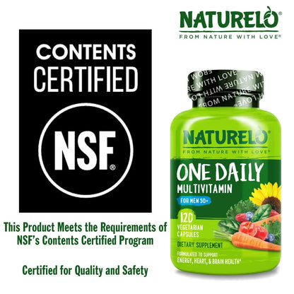 NATURELO Mens Multivitamins for Men 50+ - One Daily Multivitamin for Men with Vitamins, Minerals & Organic Whole Foods, Boost Energy & Health, NATURELOBuy Supplements Australia