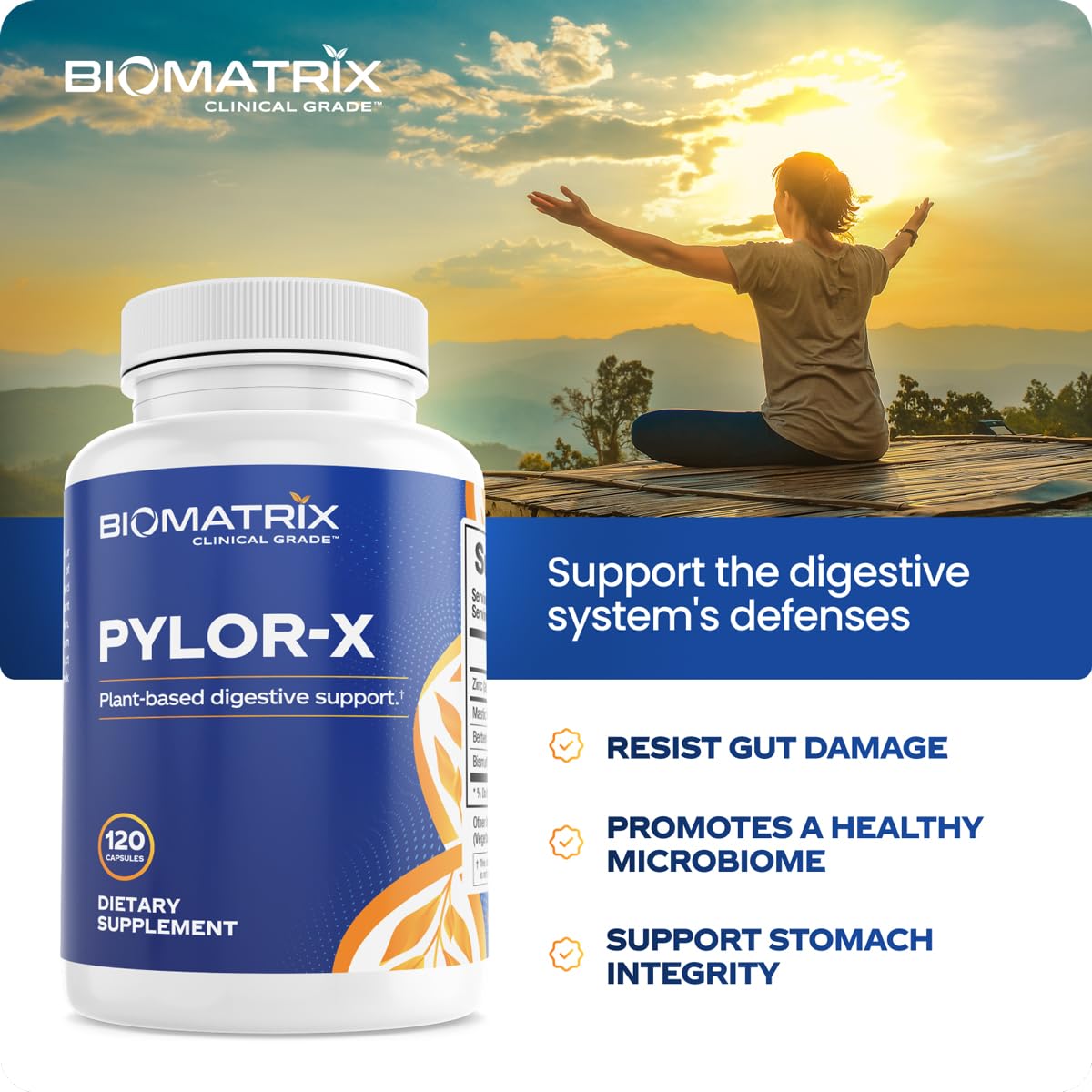 BioMatrix Pylor-X Gut Health Supplement – Mastic Gum, Berberine, Zinc Carnosine & Bismuth Salts for Gastric Support, Digestive Comfort, Stomach Lining Protection - (120 Capsules) 30-60 Day Supply BioMatrixBuy Supplements Australia