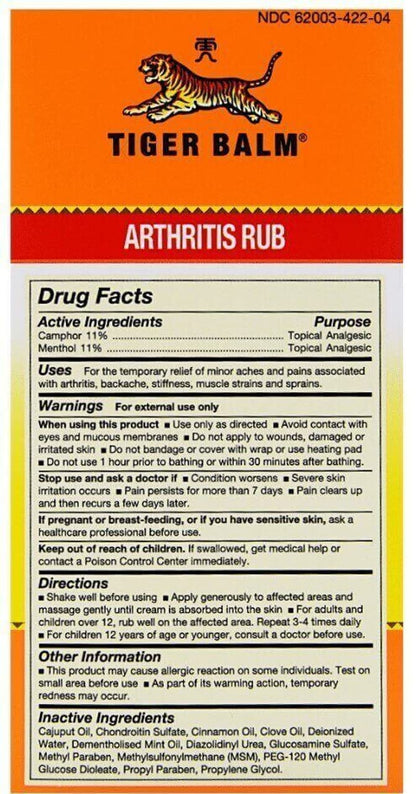 Tiger Balm Arthritis Rub, 4 Ounce -- 3 per case. Tiger BalmBuy Supplements Australia