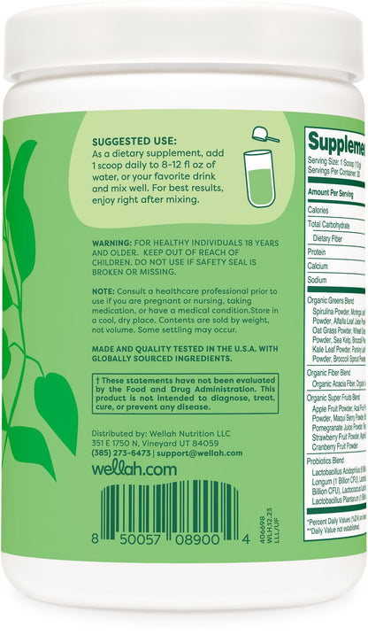 Wellah Leaf, Laugh, Love Super Greens Powder (Unflavored) 30 Servings - Superfood Supplement Drink Mix WellahBuy Supplements Australia