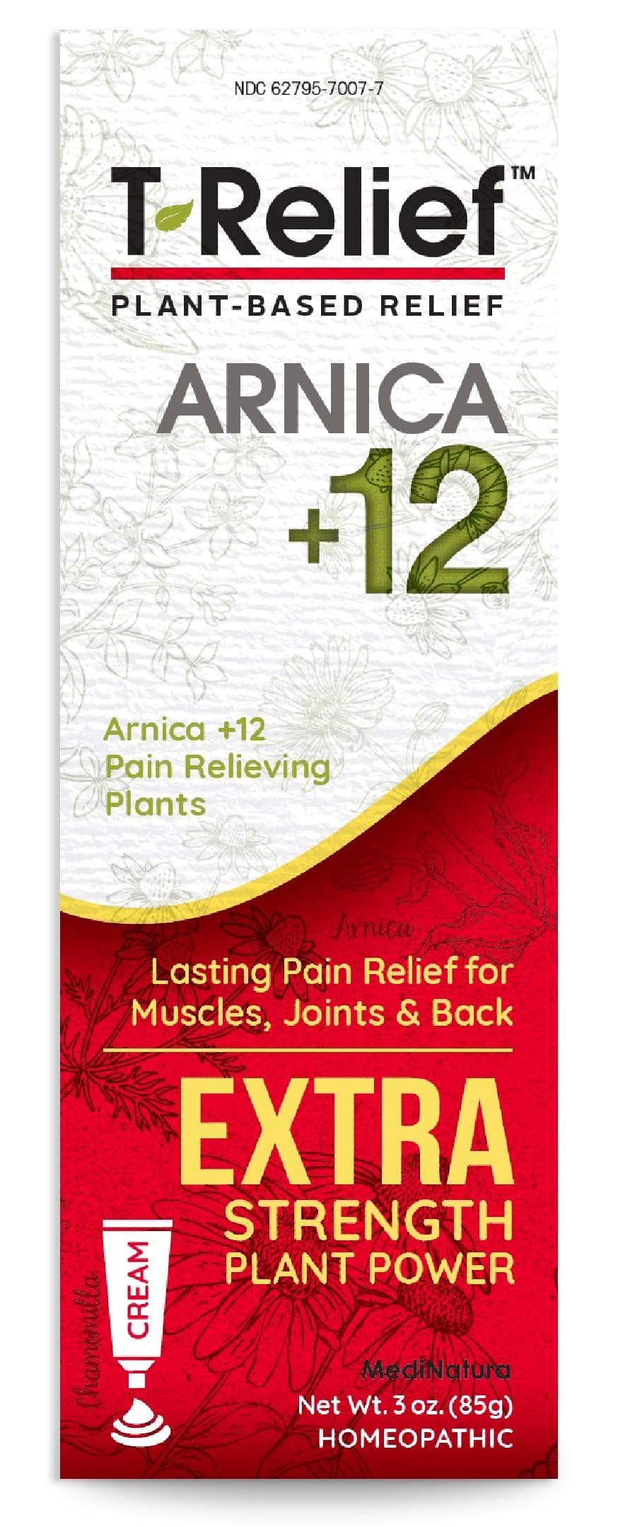 MediNatura T-Relief Extra Strength Cream Arnica +12 Natural Relieving Actives for Back Pain Joint Soreness Muscle Aches & Stiffness, Whole Body Fast Acting Relief for Women & Men - 3 oz MediNaturaBuy Supplements Australia