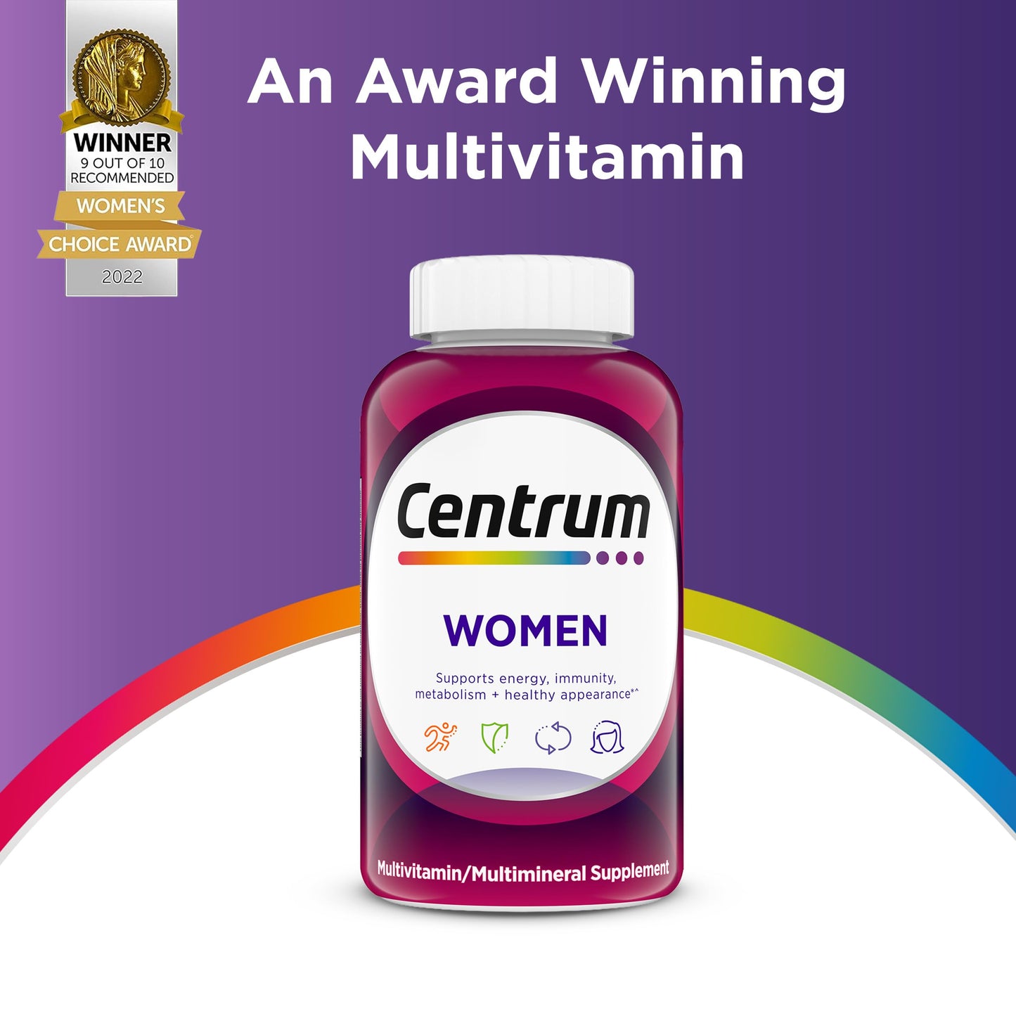 Centrum Multivitamin for Women, Multimineral Supplement with Iron, Vitamin D3, B Vitamins and Antioxidant Vitamins C and E, Gluten Free