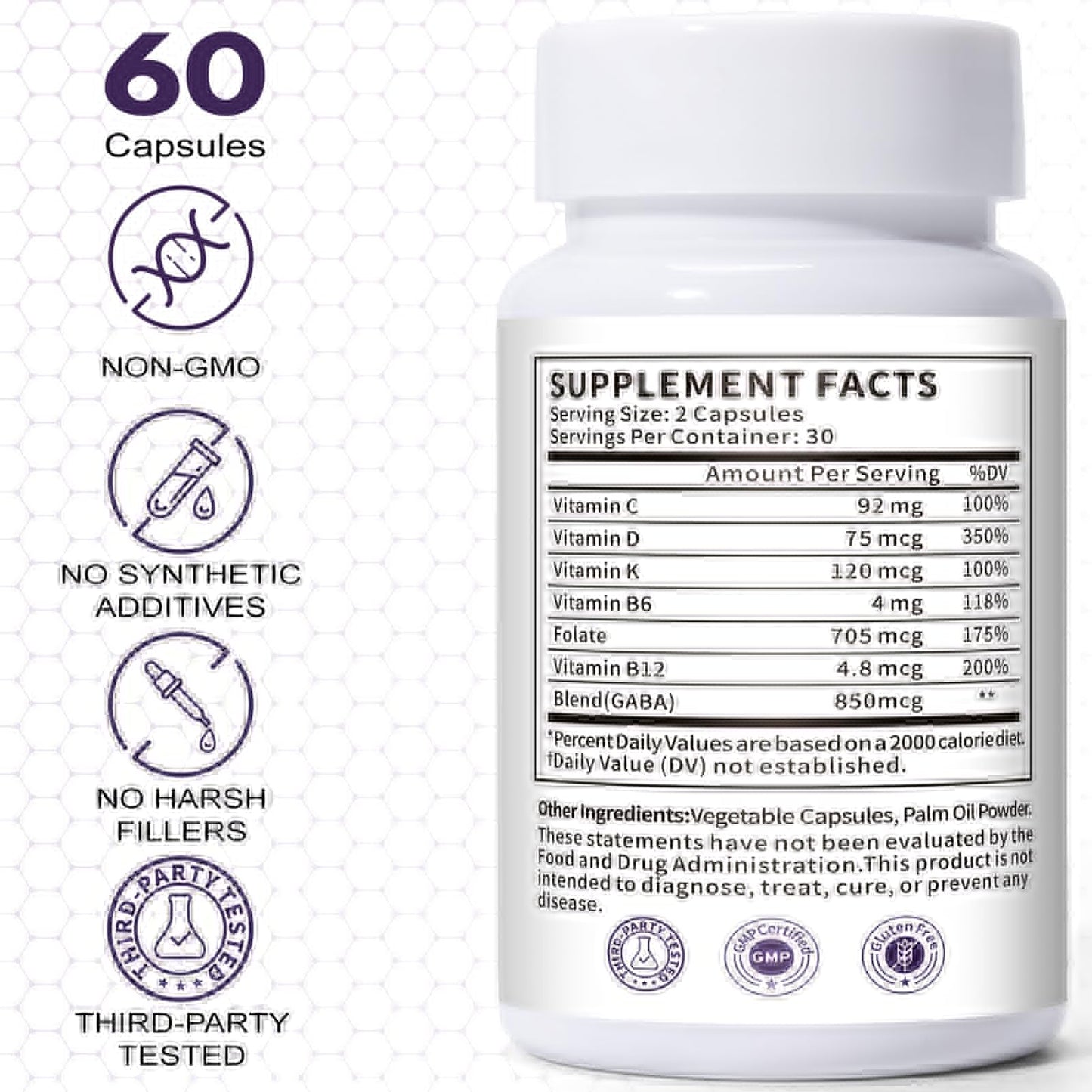 Euphea Carpal Tunnel Relief & Wrist Support Supplement, Helps Ease Tingling & Numbness,Vitamins B6, B12, C, D, K + GABA,60 Capsules EupheaBuy Supplements Australia