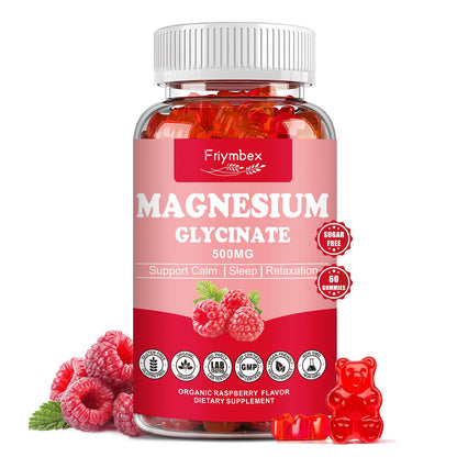 Magnesium Glycinate Gummies 500mg | Relaxation Calm Magnesium Gummies | Sugar-Free | Non-GMO | Gluten-Free
