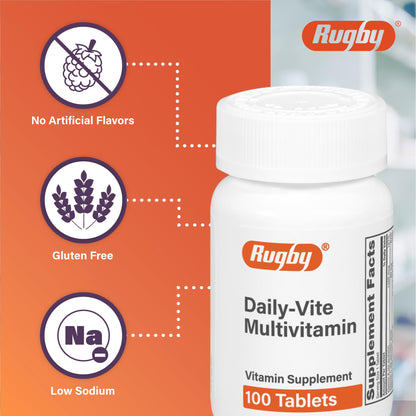 Rugby Daily-Vite Multivitamin - Daily Vitamin Supplement - 100 Tablets (1 Pack) RUGBY LABORATORIESBuy Supplements Australia