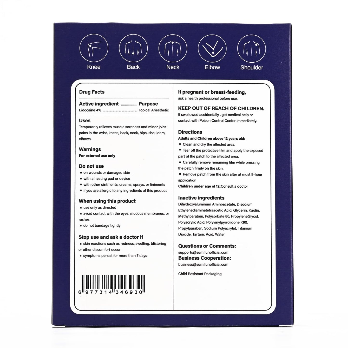 Sumifun 4% Lidocaine Patches Maximum Strength - 12 Count Pain Relieving Gel Patch for Muscle Soreness, Back Ache, Knee, Neck & Joint Pains - Topical Analgesic (Large, Count, 12) SumifunBuy Supplements Australia