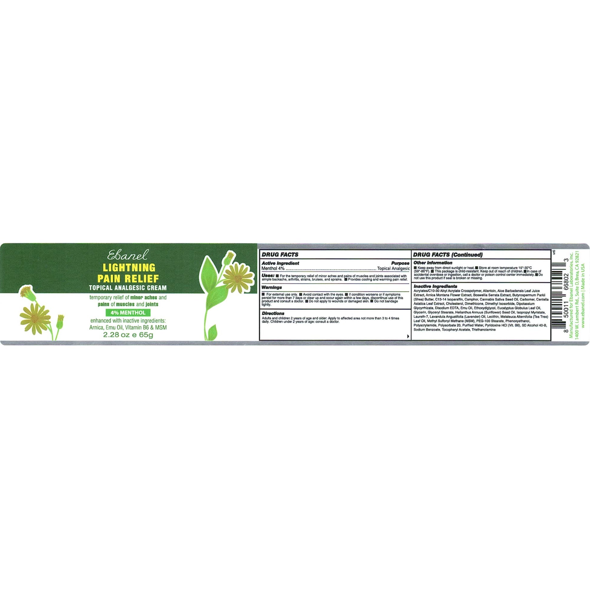 Ebanel Bundle of Pain Relief Cream Arnica Menthol 2 Oz, and Topical Numbing Cream 4 Oz EbanelBuy Supplements Australia