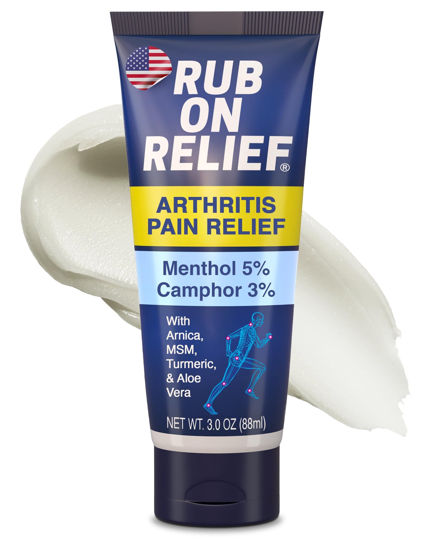 RUB ON RELIEF Arthritis Pain Relief Cream – 10-in-1 Non-Greasy Joints Pain Cream for Knees, Back, Neck, Hands, & Muscle Aches with Menthol, Camphor, Arnica, MSM & Turmeric Up to 8 Hours, 3oz (1 Pack) RUB ON RELIEFBuy Supplements Australia