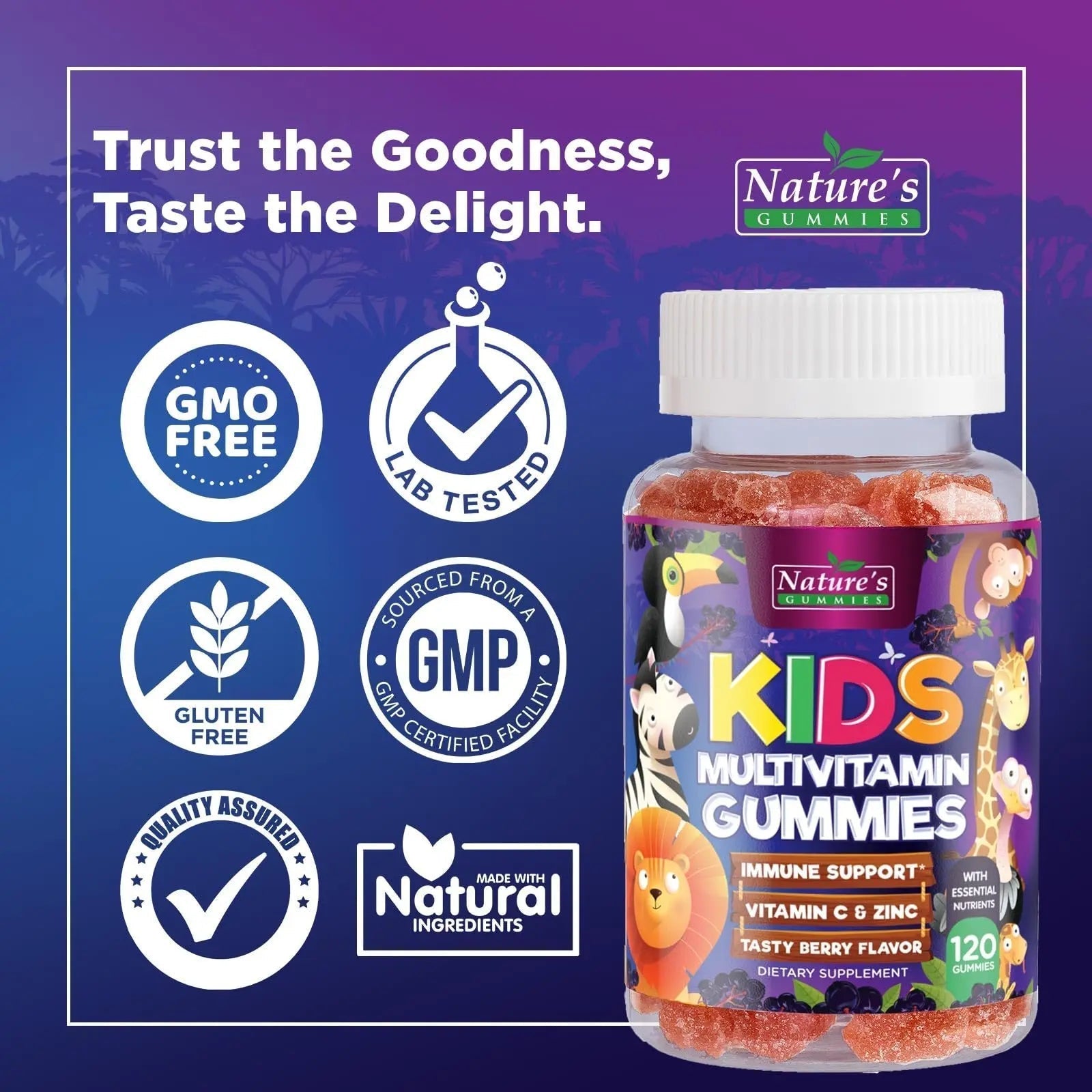 Multivitamin for Kids - Complete Daily Children's Multi Vitamin Gummies with Vitamin D, B Vitamins, Zinc & More - Energy, Memory Focus Nature's NutritionBuy Supplements Australia