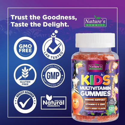Multivitamin for Kids - Complete Daily Children's Multi Vitamin Gummies with Vitamin D, B Vitamins, Zinc & More - Energy, Memory Focus Nature's NutritionBuy Supplements Australia