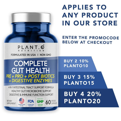 4-in-1 Prebiotic Probiotic & Postbiotic for Women & Men, Complete Gut & Digestive Support PLANT.O NUTRITIONBuy Supplements Australia