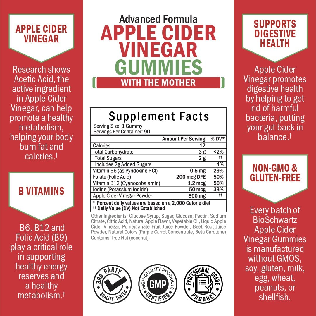Apple Cider Vinegar Gummies for Weight Loss - ACV Gummies with The Mother BioSchwartzBuy Supplements Australia