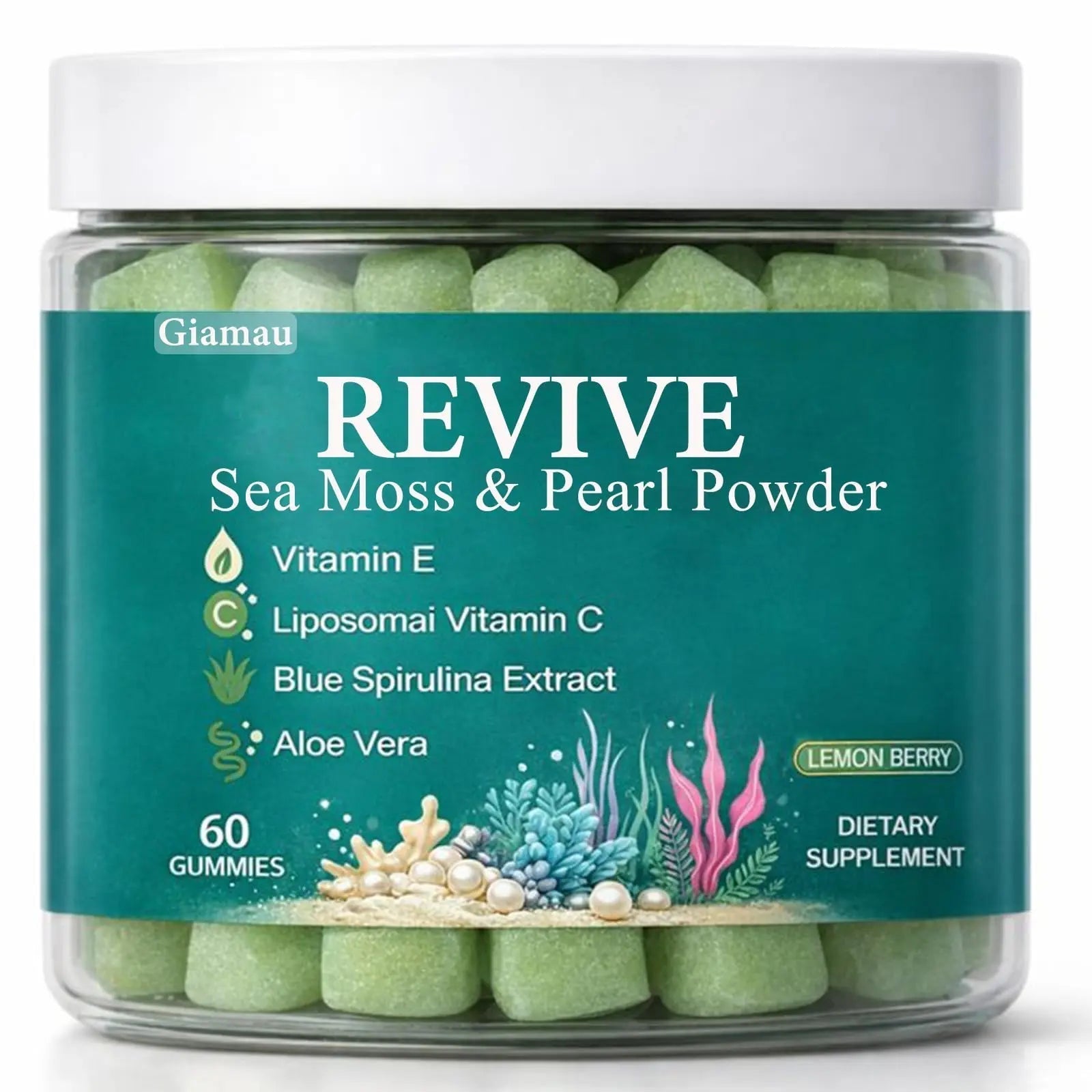 Giamau Revive Hair Gummies, Sea Moss Gummies, Natural Nutrient Blend for Hair Health Support – Gluten-Free, No Harsh Chemicals, 60 Gummies (1) GiamauBuy Supplements Australia
